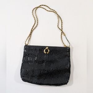 Vintage Whiting & Davis Black Mesh Purse with Gold Chain